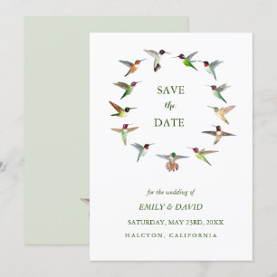 Hummingbird Wedding Save the Date Announding Kaart