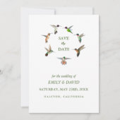 Hummingbird Wedding Save the Date Announding Kaart (Voorkant)