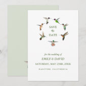 Hummingbird Wedding Save the Date Announding Kaart (Voorkant / Achterkant)