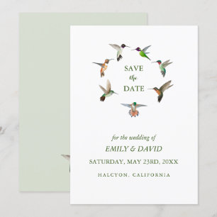 Hummingbird Wedding Save the Date Announding Kaart