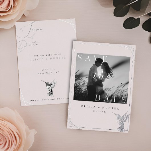 Hummingbird Wedding Save the Date Foto Overlay Folie Uitnodiging