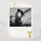 Hummingbird Wedding Save the Date Zwart-wit Folie Uitnodiging (Voorkant)