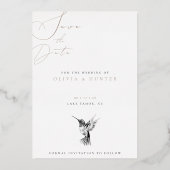 Hummingbird Wedding Save the Date Zwart-wit Folie Uitnodiging (Achterkant)