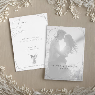 Hummingbird Wedding Save the Date Zwart-wit Folie Uitnodiging