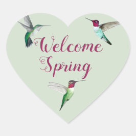Hummingbird Welcome Spring Hart Sticker