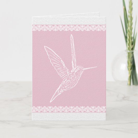 Hummingbird White en Pink Kaart (Voorkant)