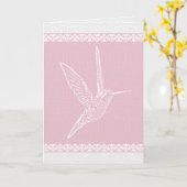 Hummingbird White en Pink Kaart (Gele Bloem)