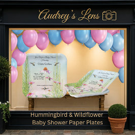 Hummingbird & Wildflower Baby Shower Papieren Bordje
