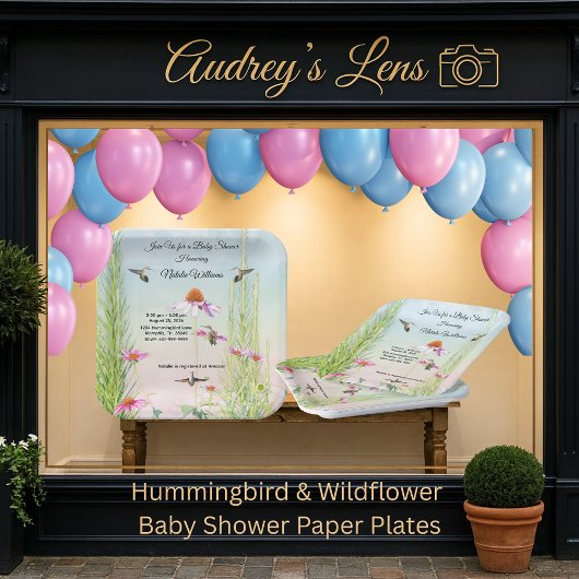 Hummingbird & Wildflower Baby Shower Papieren Bordje
