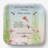 Hummingbird & Wildflower Baby Shower Papieren Bordje (Voorkant)