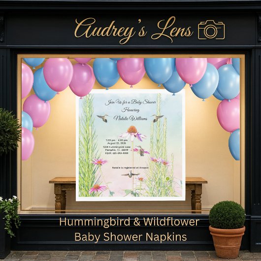 Hummingbird & Wildflower Baby Shower Servet