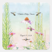 Hummingbird & Wildflower Baby Shower Vierkante Sticker (Voorkant)