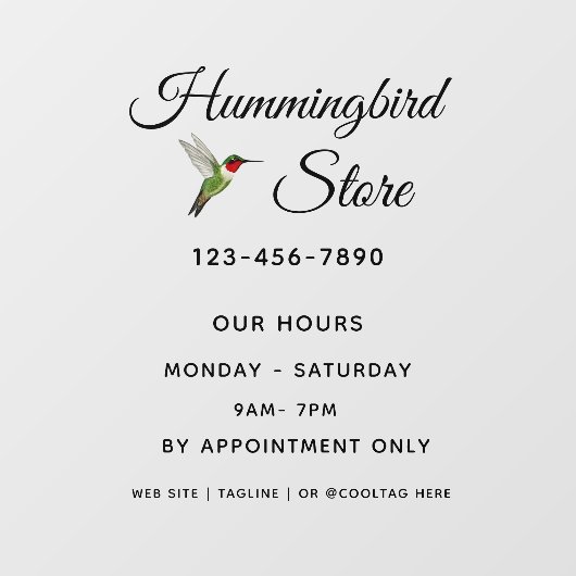 Hummingbird Window Cling Raamsticker (Vel)