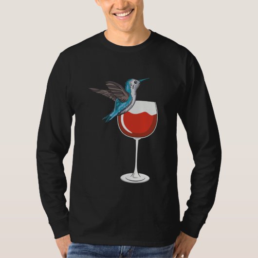 Hummingbird Wine Drinking Birdwatching T-shirt (Voorkant)
