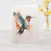 Hummingbird Wings Spread Splash Art Blank Kaart (Gele Bloem)