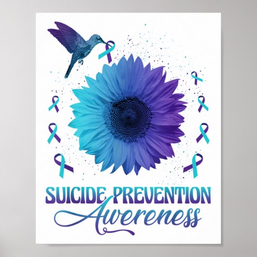 Hummingbird With Sunflower Suicide Prevention Awar Poster (Voorkant)