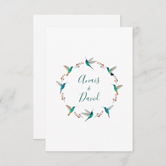 Hummingbird Wreath Weddenschap Hartelijk dank Kaart (Voorkant / Achterkant)