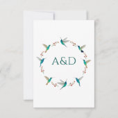 Hummingbird Wreath Wedding RSVP Card Kaart (Voorkant)