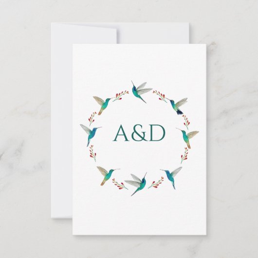 Hummingbird Wreath Wedding RSVP Card Kaart (Voorkant)