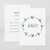 Hummingbird Wreath Wedding RSVP Card Kaart (Voorkant / Achterkant)