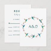 Hummingbird Wreath Wedding RSVP Kaart (Voorkant / Achterkant)