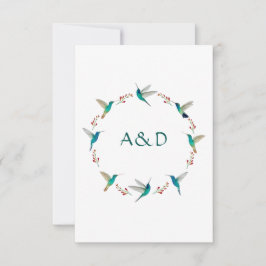 Hummingbird Wreath Wedding RSVP Kaart