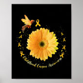 Hummingbird Yellow Sunflower Childhood Cancer Awar Poster (Voorkant)