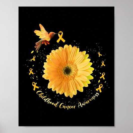 Hummingbird Yellow Sunflower Childhood Cancer Awar Poster (Voorkant)