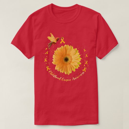 Hummingbird Yellow Sunflower Childhood Cancer Awar T-shirt (Design voorkant)
