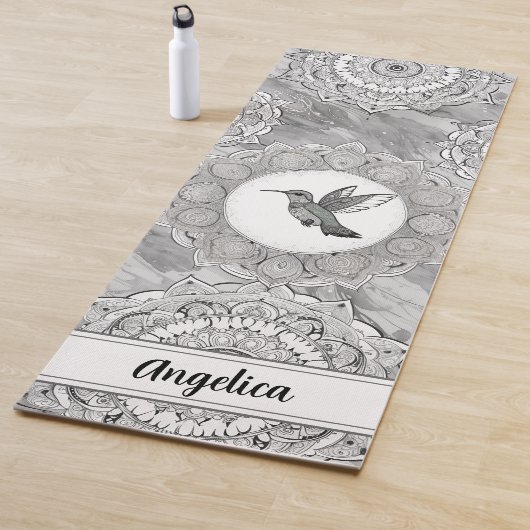 Hummingbird Yoga Mat met Indiase Mandala Art (In situ)