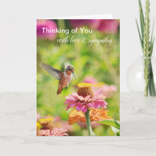 Hummingbird Zinnia Floral Thinking of You Kaart