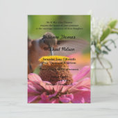 Hummingbird Zinnia Flower Romantische bruiloft Kaart (Staand voorkant)