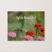 Hummingbird Zinnia Flowers Legpuzzel (Horizontaal)