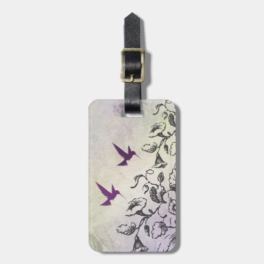 Hummingbirds and Flowers Bagagelabel (Voorkant verticaal)