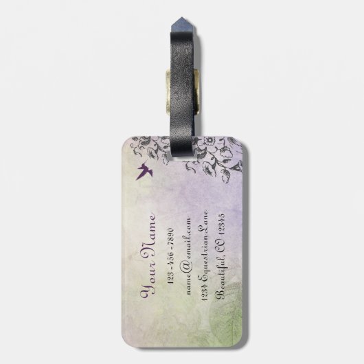 Hummingbirds and Flowers Bagagelabel (Achterkant verticaal)