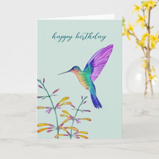 Hummingbirds and Flowers Kaart (Gele Bloem)