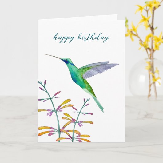 Hummingbirds and Flowers Kaart (Gele Bloem)