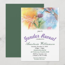 HUMMINGBIRDS BABY GENDER REVEAL ARTITY INVITATION