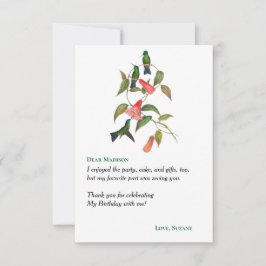 Hummingbirds Bloemenkrans Verjaardagsfeest Bedankkaart