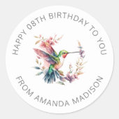 Hummingbirds Bloemenkrans Verjaardagsfeest Ronde Sticker (Voorkant)