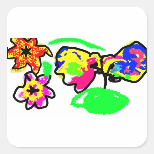 Hummingbirds Bruiloft  Vierkante Sticker (Voorkant)