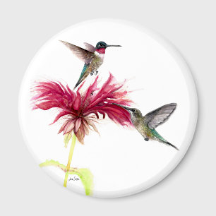 Hummingbirds Floral Waterverf Magneet
