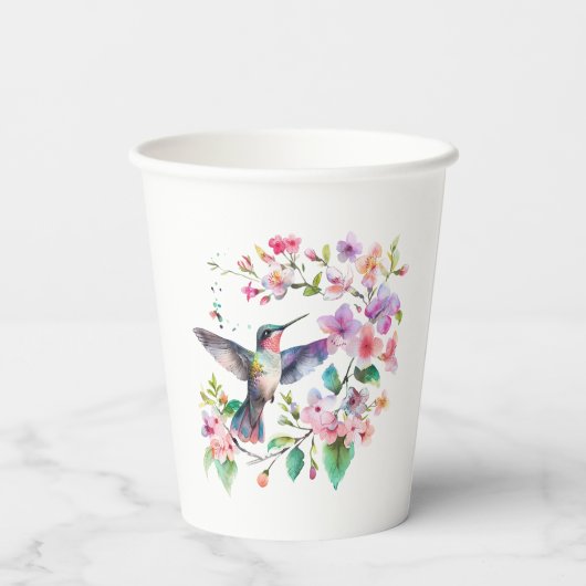 Hummingbirds Floral Wreath Papieren Bekers (Achterkant)