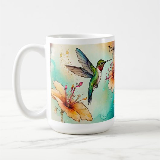 Hummingbirds Flowers Personalize Koffiemok (Links)