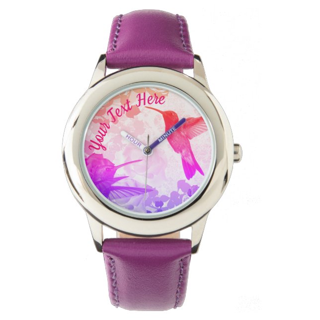 Hummingbirds Gepersonaliseerd Horloge (Voorkant)