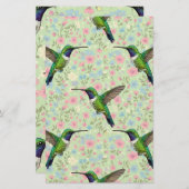 Hummingbirds on a floral background briefpapier (Voorkant / Achterkant)