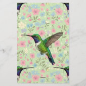Hummingbirds on a floral background briefpapier (Achterkant)