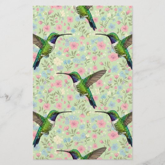 Hummingbirds on a floral background briefpapier (Voorkant)