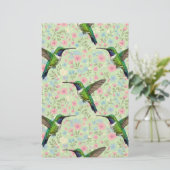 Hummingbirds on a floral background briefpapier (Staand voorkant)