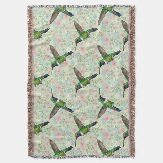 Hummingbirds on a Floral background throw Deken (Voorkant Verticaal)